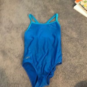 blue speedo one piece swim suit
